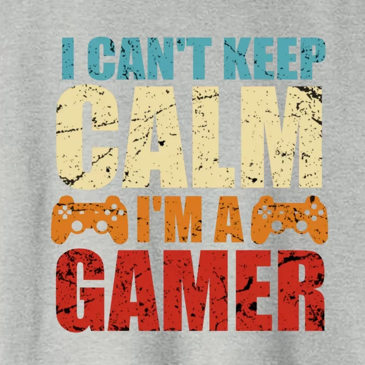 I Cant Keep Calm Im A Gamer Funny Retro Gaming Gift Women's Crop Top Tee