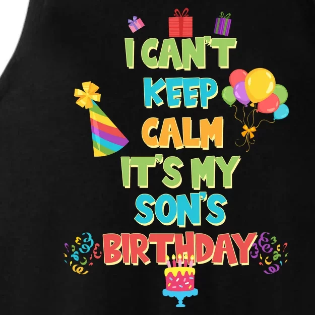 I Can't Keep Calm It's My Son's Birthday Ladies Tri-Blend Wicking Tank