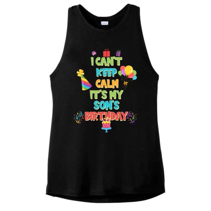 I Can't Keep Calm It's My Son's Birthday Ladies Tri-Blend Wicking Tank