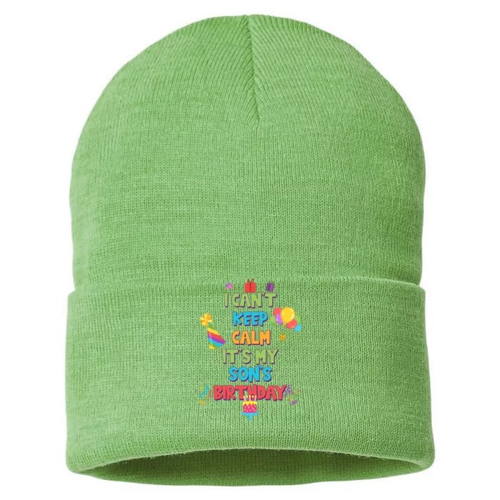 I Can't Keep Calm It's My Son's Birthday Sustainable Knit Beanie