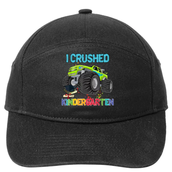 I Crushed Kindergarten Monster Truck Graduation Gifts 7-Panel Snapback Hat