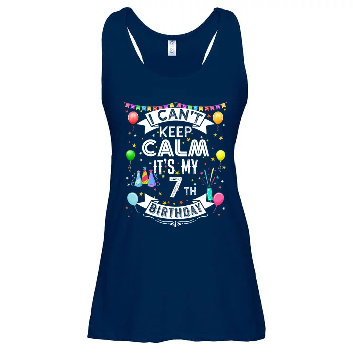 I Can't Keep Calm It's My 7th Birthday 7 Year Old Ladies Essential Flowy Tank