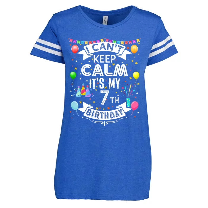 I Can't Keep Calm It's My 7th Birthday 7 Year Old Enza Ladies Jersey Football T-Shirt