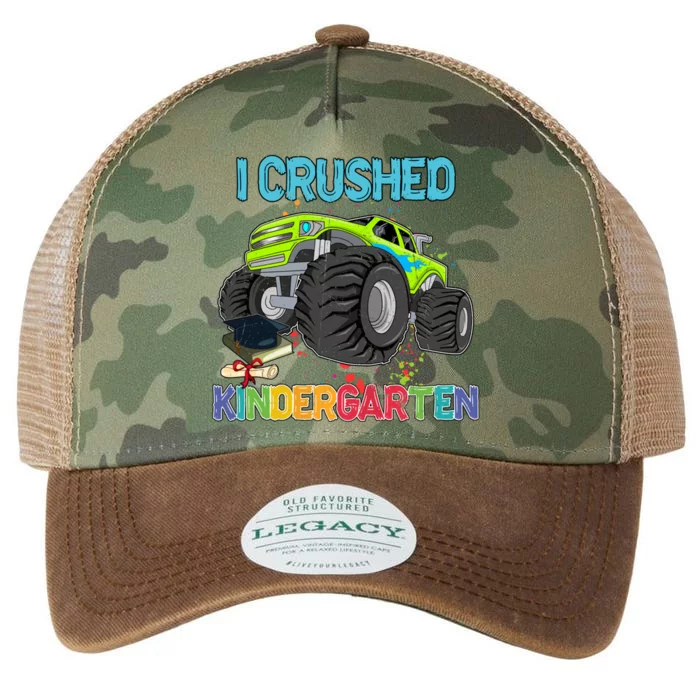 I Crushed Kindergarten Monster Truck Graduation Gifts Boy Legacy Tie Dye Trucker Hat