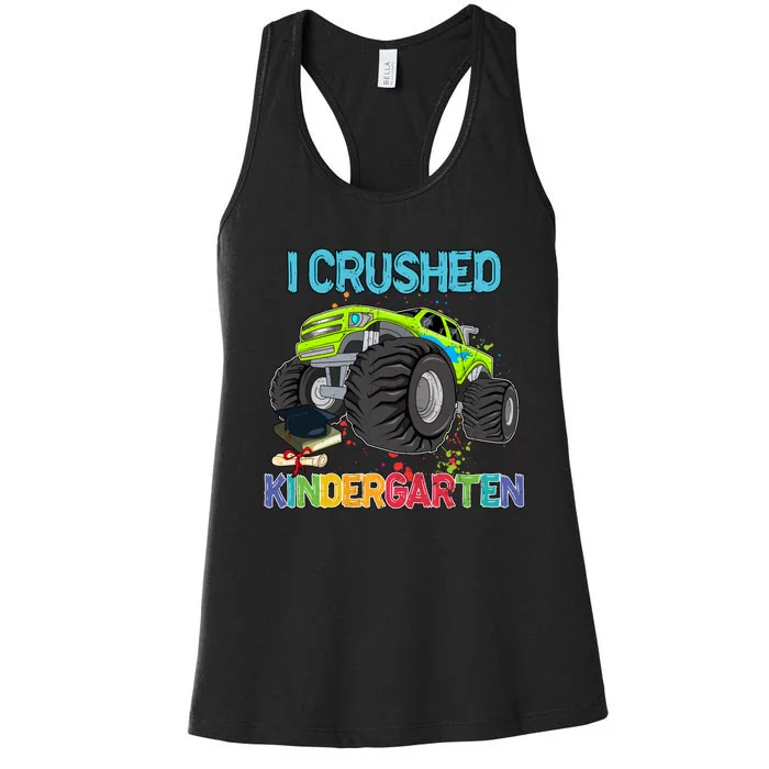 I Crushed Kindergarten Monster Truck Graduation Gifts Boy Women's Racerback Tank