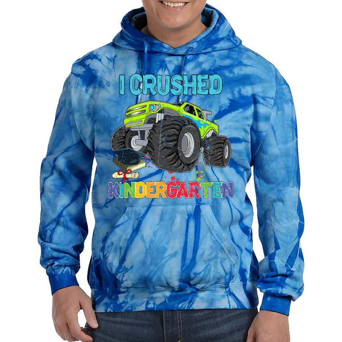 I Crushed Kindergarten Monster Truck Graduation Gifts Tie Dye Hoodie