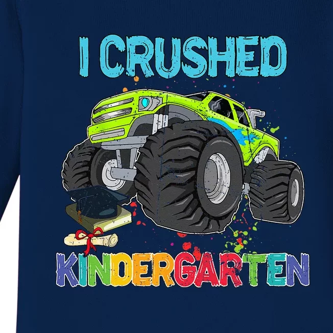 I Crushed Kindergarten Monster Truck Graduation Gifts Baby Long Sleeve Bodysuit