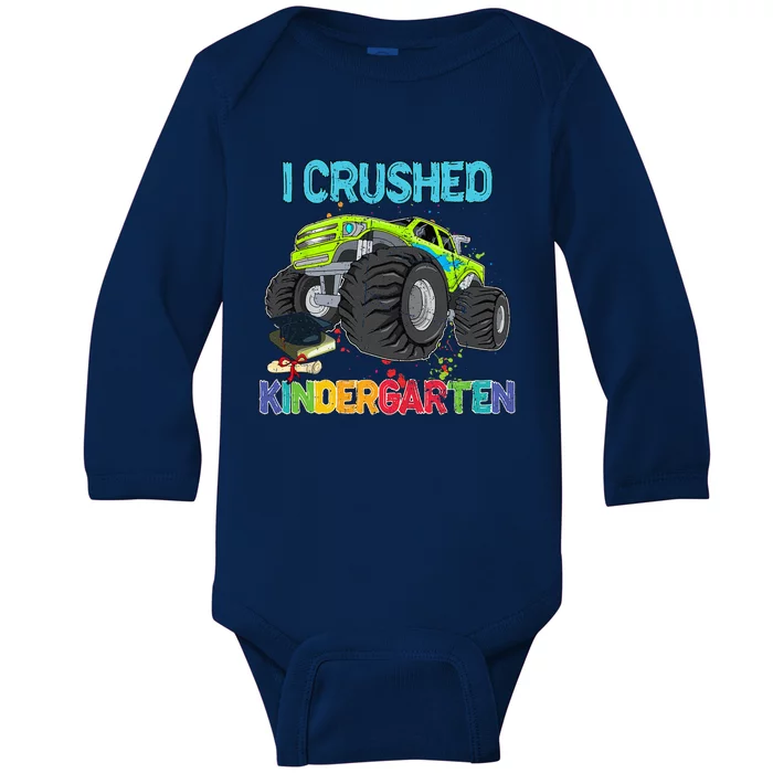 I Crushed Kindergarten Monster Truck Graduation Gifts Baby Long Sleeve Bodysuit