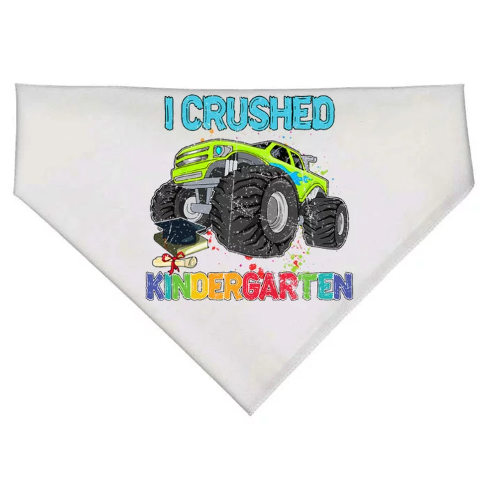 I Crushed Kindergarten Monster Truck Graduation Gifts USA-Made Doggie Bandana