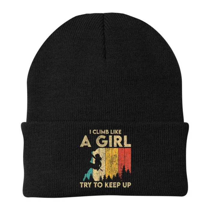 I Climb Like A Girl Vintage Rock Climbing Bouldering Knit Cap Winter Beanie