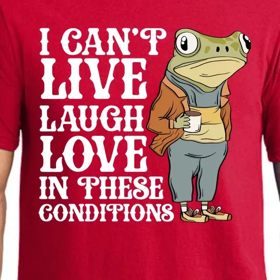 I Cant Live Laugh Love In These Conditions Funny Frog Meme Pajama Set