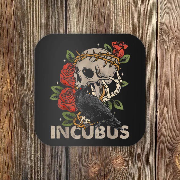 I.N.C.U.B.U.S Crow Left Skull Flower Halloween Costume Coaster