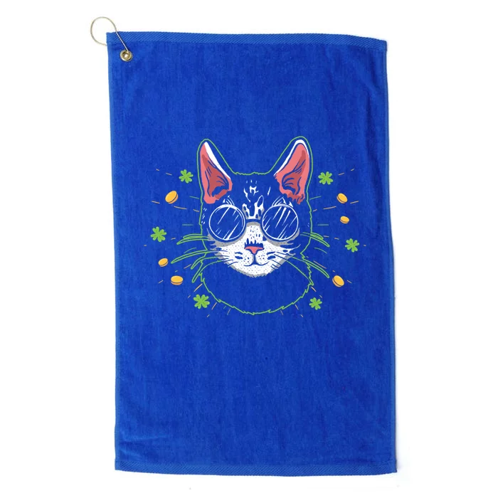 Irish Cat Lover Kitty Owner Saint Patricks Day Shamrock Funny Gift Platinum Collection Golf Towel