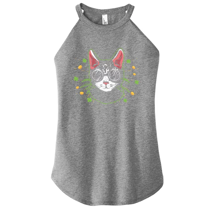 Irish Cat Lover Kitty Owner Saint Patricks Day Shamrock Funny Gift Women’s Perfect Tri Rocker Tank