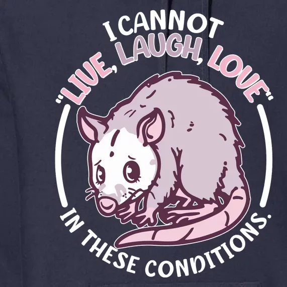 I Cannot Live Laugh Love In These Conditions Opossum Premium Hoodie