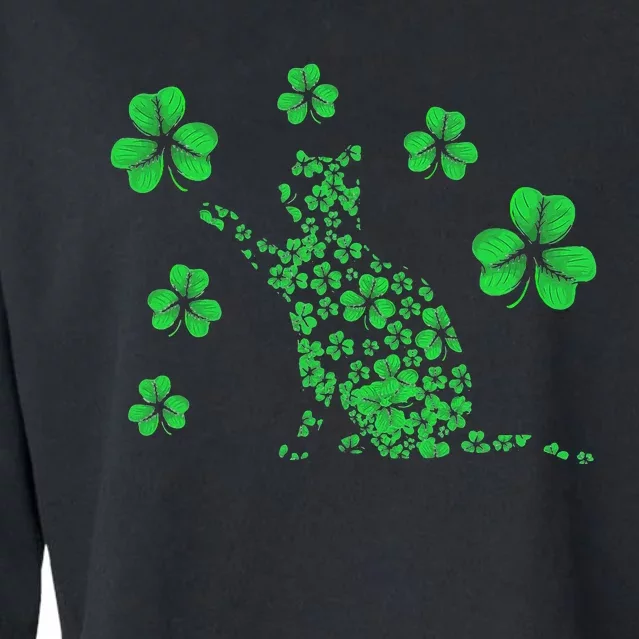 Irish Cat Lover Ireland Clover Shamrock St. Patrick's Day Cropped Pullover Crew