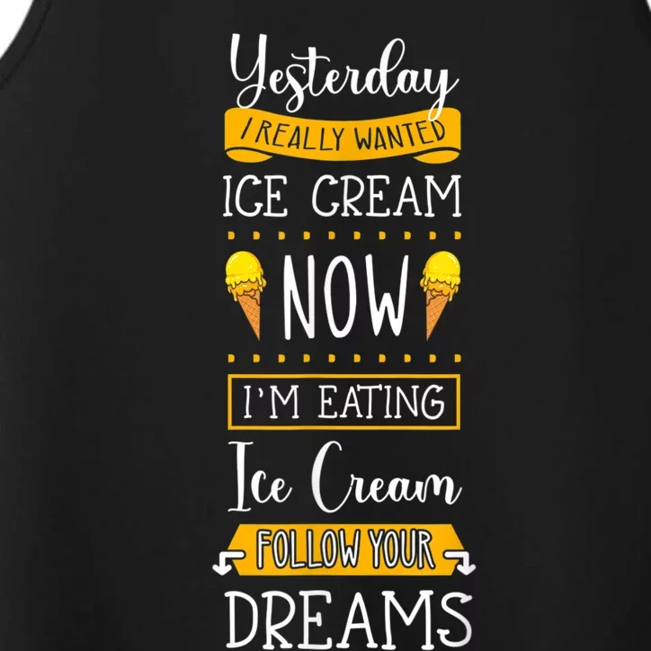 Ice Cream Lover Cone Sorbet Sweet Gelato Frozen Dessert Performance Tank