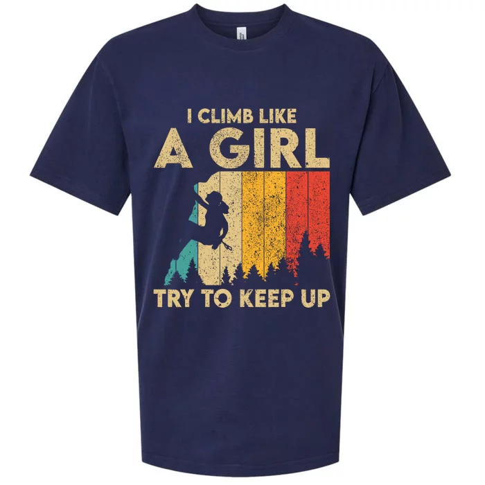 I Climb Like A Girl Vintage Rock Climbing Bouldering Wo Sueded Cloud Jersey T-Shirt