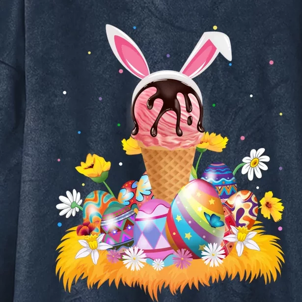 Ice Cream Lover Easter Egg Funny Ice Cream Easter Sunday Gift Hooded Wearable Blanket