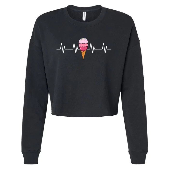 Ice Cream Lover Frozen Dessert Sweet Sorbet Cone Gelato Cropped Pullover Crew