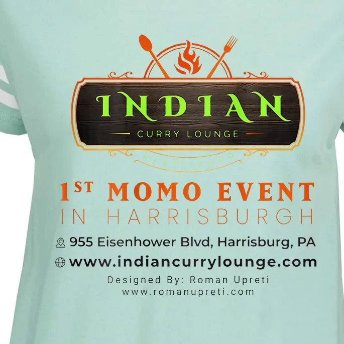 Indian Curry Lounge Momo Mania 1st Place Enza Ladies Jersey Football T-Shirt