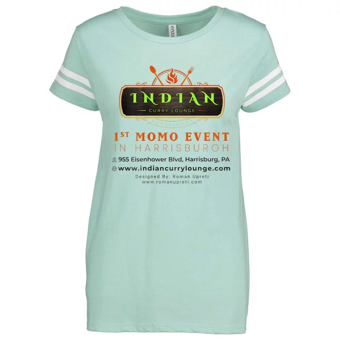 Indian Curry Lounge Momo Mania 1st Place Enza Ladies Jersey Football T-Shirt