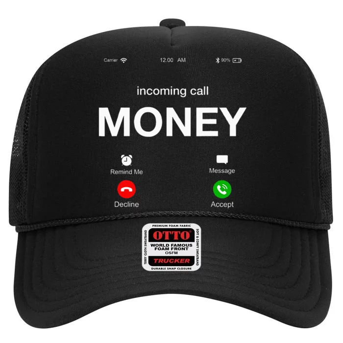 Incoming Call Money Is Calling Illustration Graphic Designs High Crown Mesh Trucker Hat