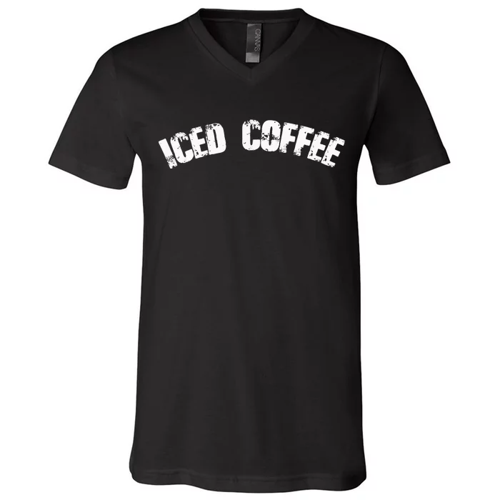 Iced Coffee Mom Dad Gift V-Neck T-Shirt