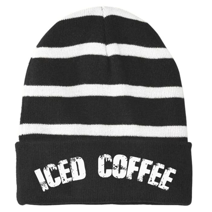 Iced Coffee Mom Dad Gift Striped Beanie with Solid Band