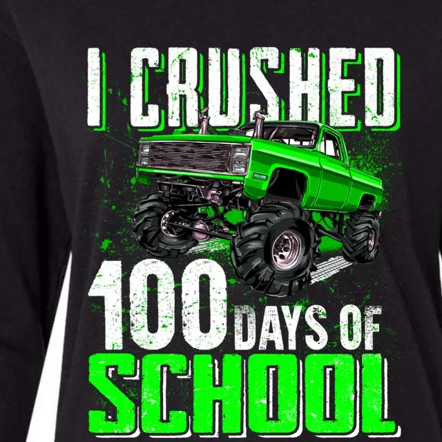 I Crushed Monster Truck 100 Days Of School Gift Gift Womens Cotton Relaxed Long Sleeve T-Shirt