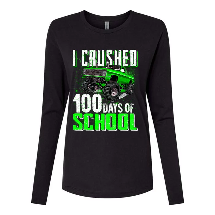 I Crushed Monster Truck 100 Days Of School Gift Gift Womens Cotton Relaxed Long Sleeve T-Shirt