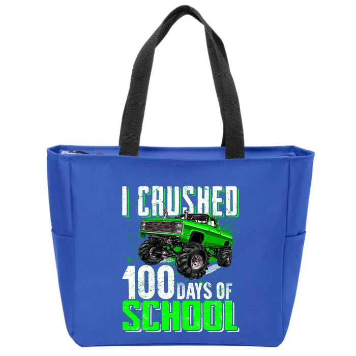 I Crushed Monster Truck 100 Days Of School Gift Gift Zip Tote Bag