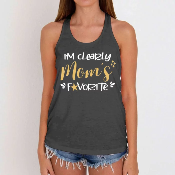 I'm Clearly Mom's Favorite Son or Daughter Funny Mom's Women's Knotted Racerback Tank