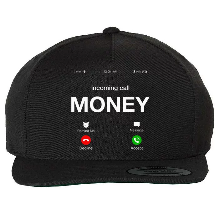 Incoming Call Money Is Calling Illustration Graphic Designs Wool Snapback Cap