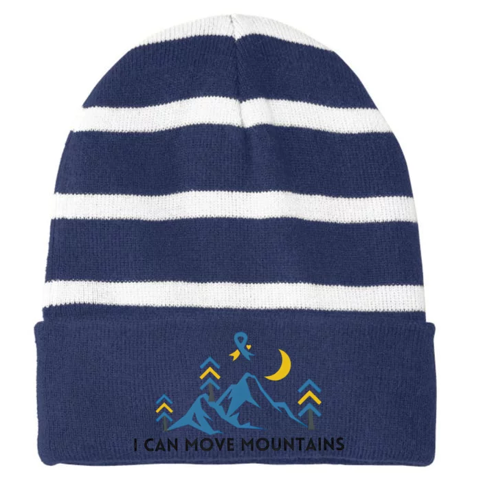 I Can Move Moutains Down Right Amazing Down Syndrome Awareness Striped Beanie with Solid Band