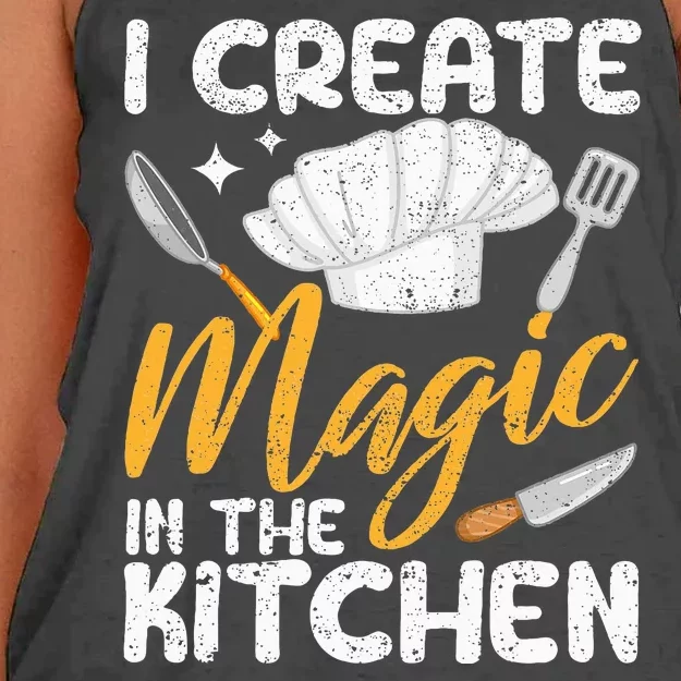 I Create Magic In The Kitchen Funny Cooking Foodie Chef Cook Women's Knotted Racerback Tank