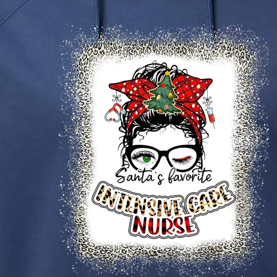 Intensive Care Nurse Bleached Christmas For Intensive Care Gift Performance Fleece Hoodie