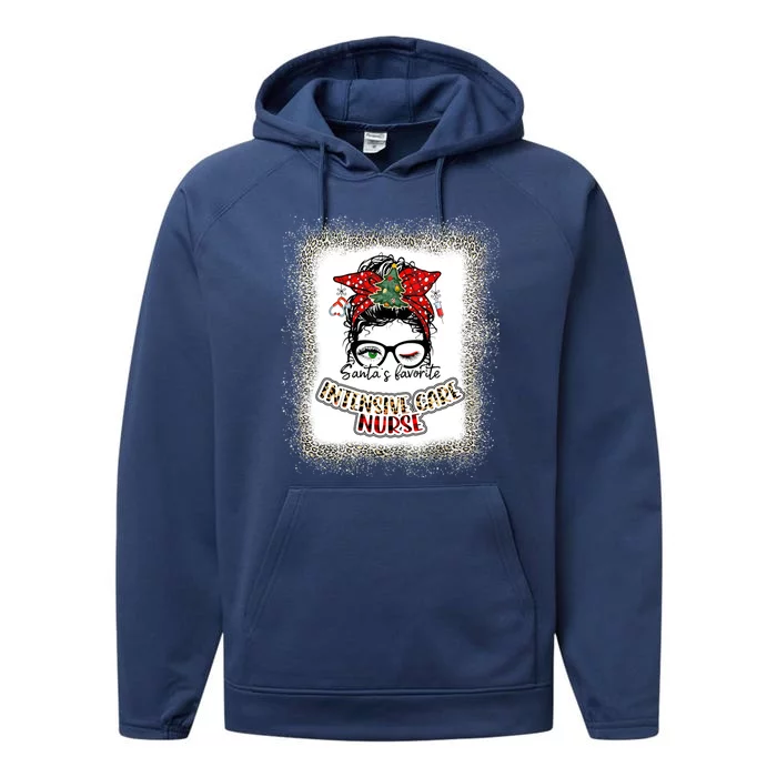 Intensive Care Nurse Bleached Christmas For Intensive Care Gift Performance Fleece Hoodie