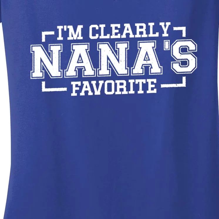 Im Clearly Nanas Favorite Grandson Granddaughter Grandma Gift Women's V-Neck T-Shirt