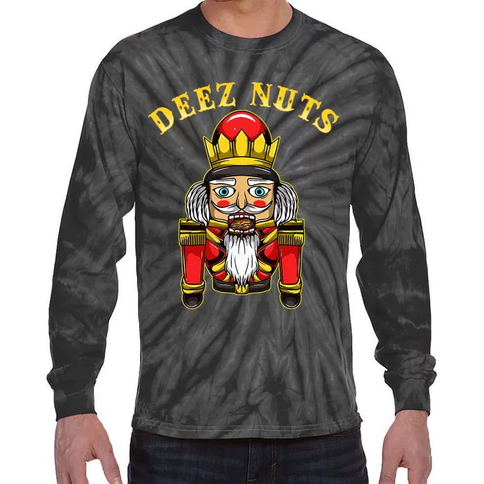 Inappropriate Christmas Nutcracker Deez Nuts Tie-Dye Long Sleeve Shirt