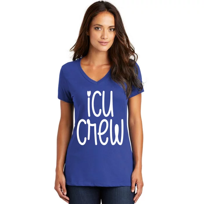 Icu Crew Nurse Nursing Intensive Care Unit Rn Gift Women's V-Neck T-Shirt