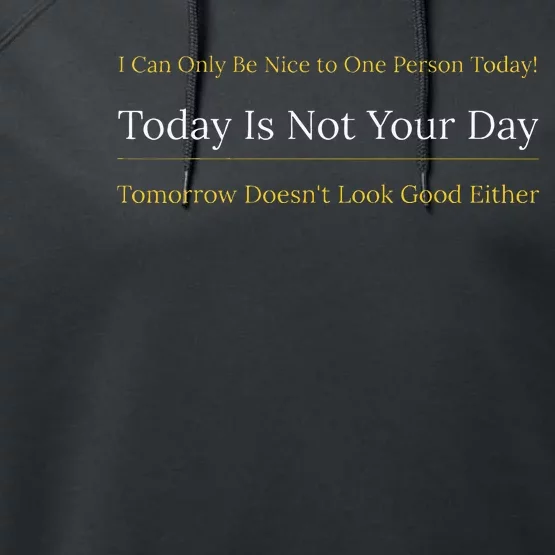 I Can Only Be Nice To One Person And Today Is Not Your Day Performance Fleece Hoodie