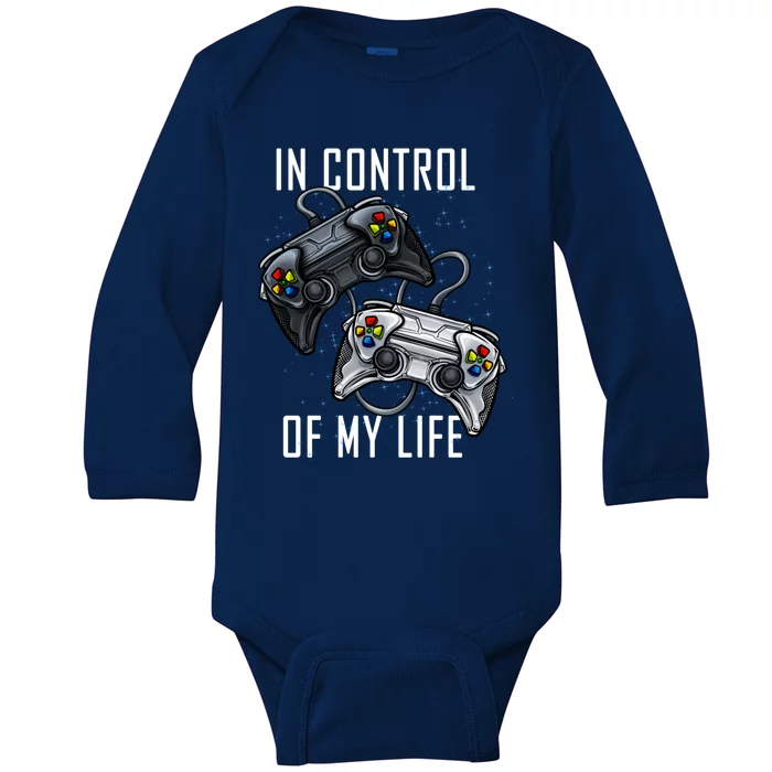 In Control Of My Life Funny Gamer Video Games Gaming Online Funny Gift Baby Long Sleeve Bodysuit