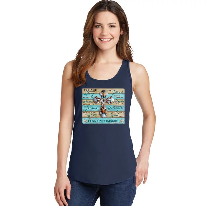 I Can Only Imagine Faith Sea Shell Cross Ladies Essential Tank