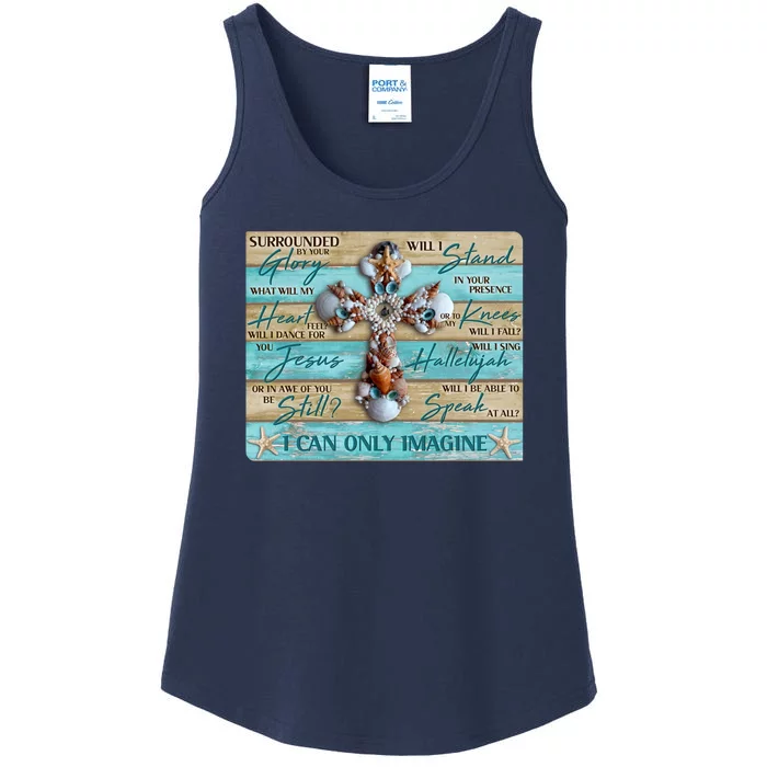 I Can Only Imagine Faith Sea Shell Cross Ladies Essential Tank