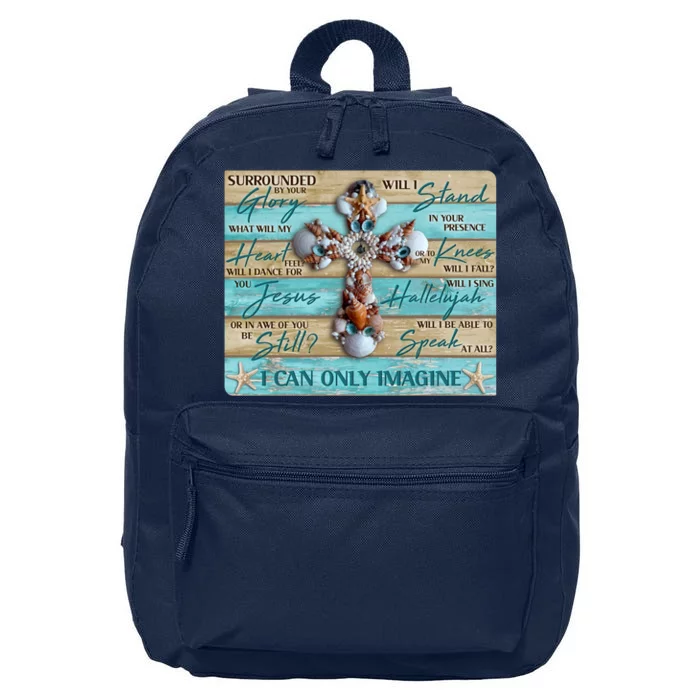 I Can Only Imagine Faith Sea Shell Cross 16 in Basic Backpack