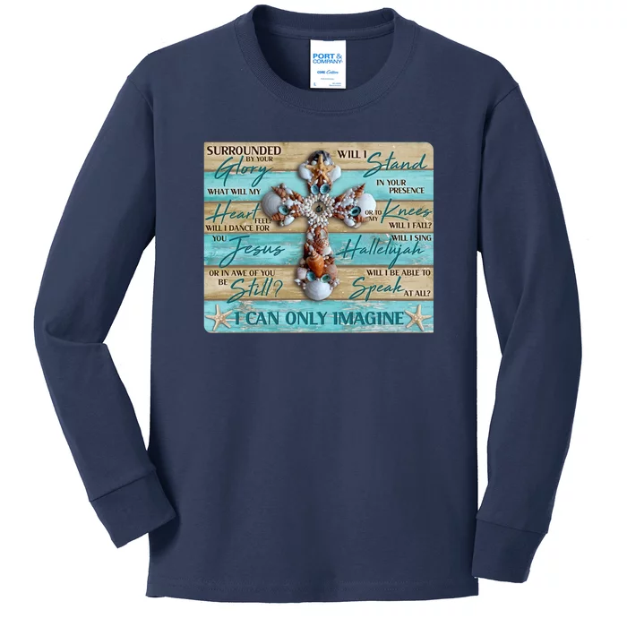 I Can Only Imagine Faith Sea Shell Cross Kids Long Sleeve Shirt