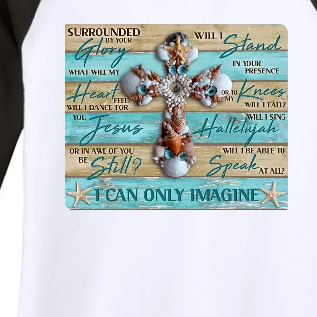 I Can Only Imagine Faith Sea Shell Cross Women's Tri-Blend 3/4-Sleeve Raglan Shirt