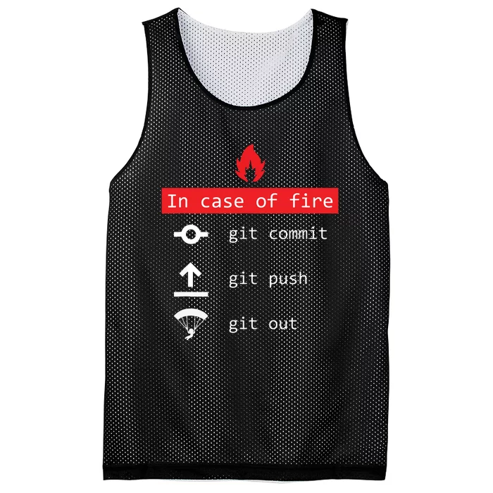 In Case Of Fire Git Commit Push Funny Programmer Mesh Reversible Basketball Jersey Tank