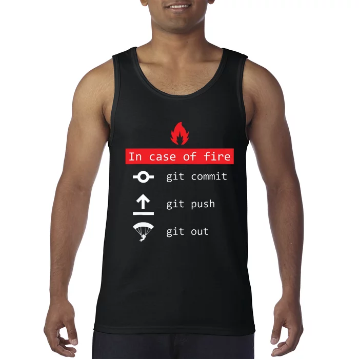 In Case Of Fire Git Commit Push Funny Programmer Tank Top